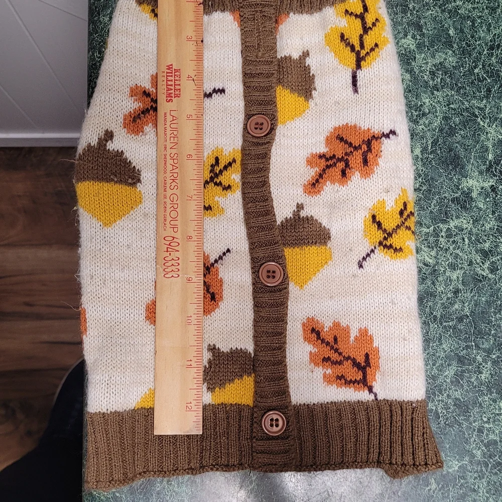 Brown and Cream Acorn Leaf Sweater Vest